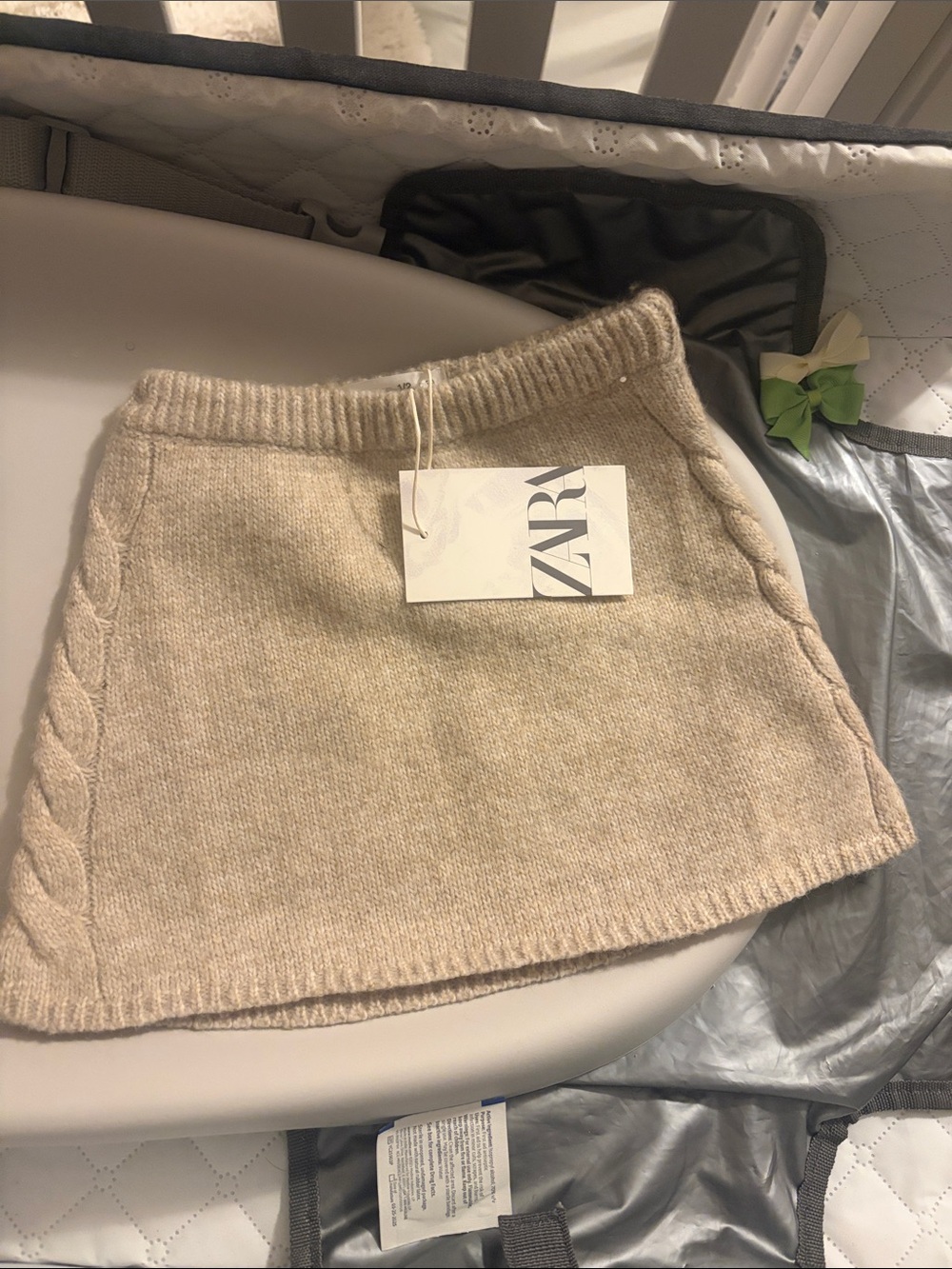 Zara Beige Cable-Knit Wool Blend Mini Skirt girls